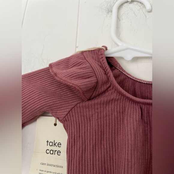 NEW Kyte Baby DUSTY ROSE Ribbed Long Sleeve Ruffle Leotard size 3-6 months - Picture 7 of 7